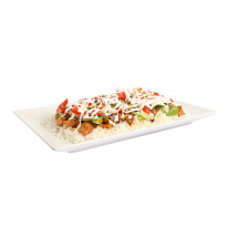 Párolt rizses gyros tál