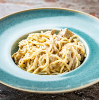 Vadas sertésragu, spagetti